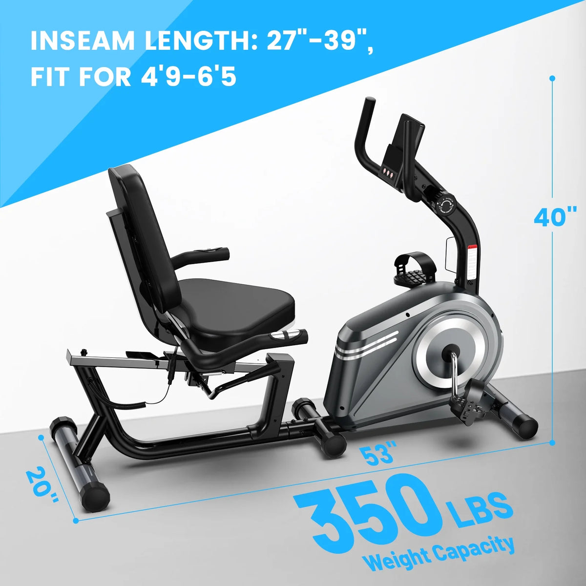 Pooboo Recumbent Exercise Bicycles for Adults Seniors Sit Down Stationary Bicycle 8 Level Adjustable Magnetic Resistance Indoor Cycling Exercise Bike 350 lbs Capacity