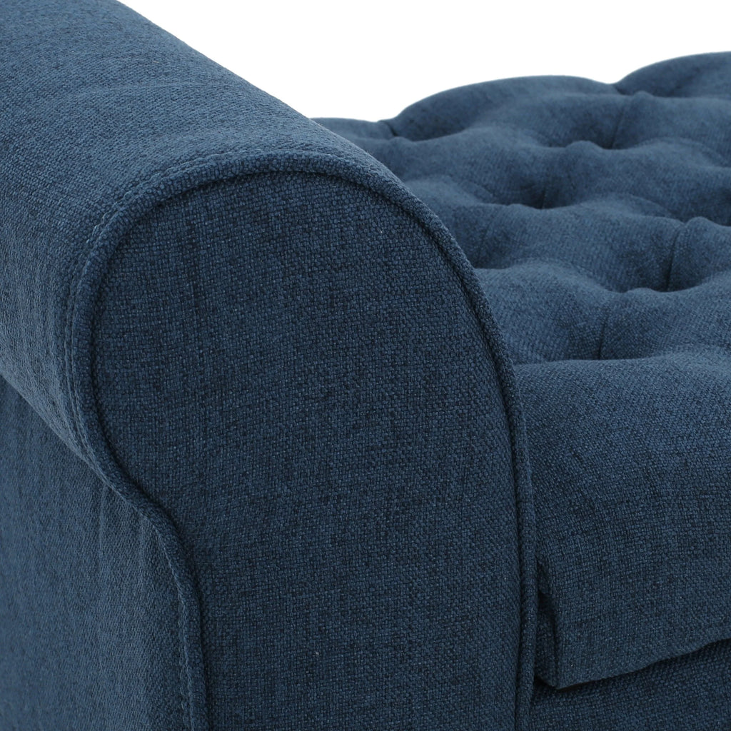 Noble House Amanda Dark Blue Fabric Armed Storage Bench