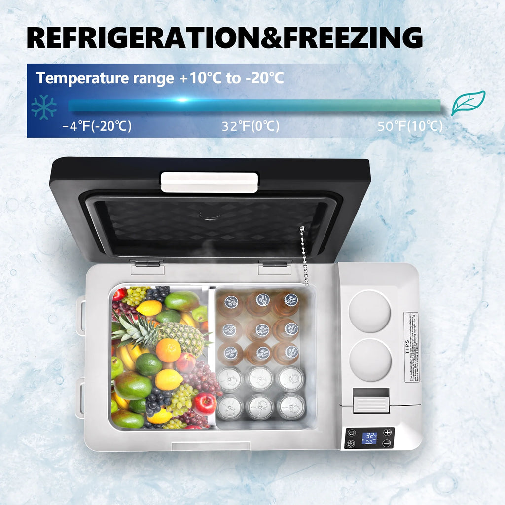 Simzlife 12 Volt Car Refrigerator, 32Qt Portable Fridge,-7℉~50℉,Freezer Fridge Cooler for RV,Camping,Black