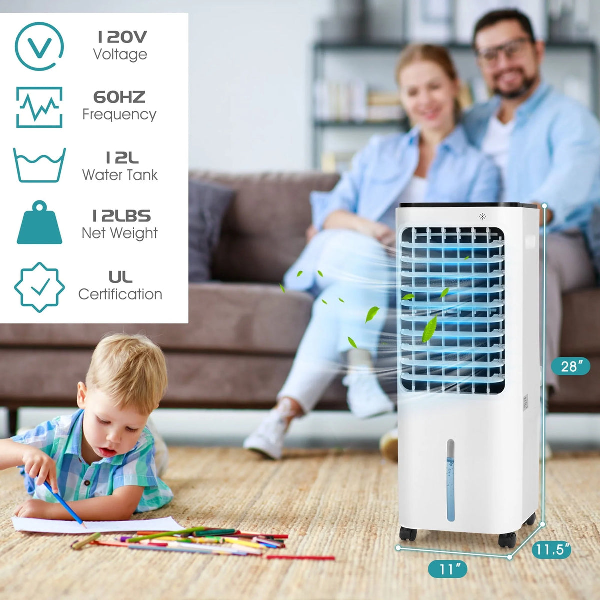 Gymax Portable Evaporative Air Cooler with 4 Ice Boxes & Remote Control