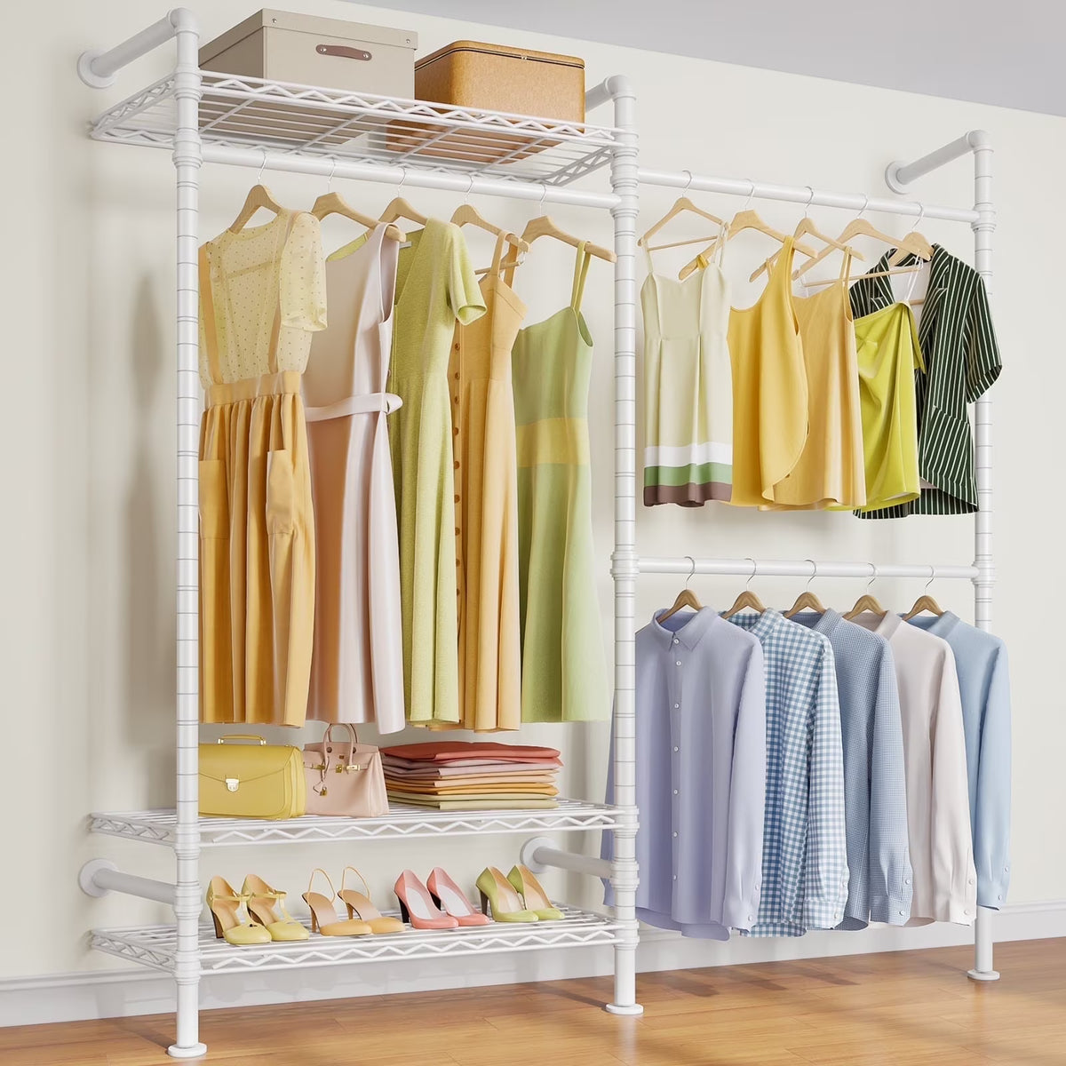 Timate F2 Industrial Pipe Clothes Rack Wall Mounted Clothing Rack for Hanging Clothes,Black