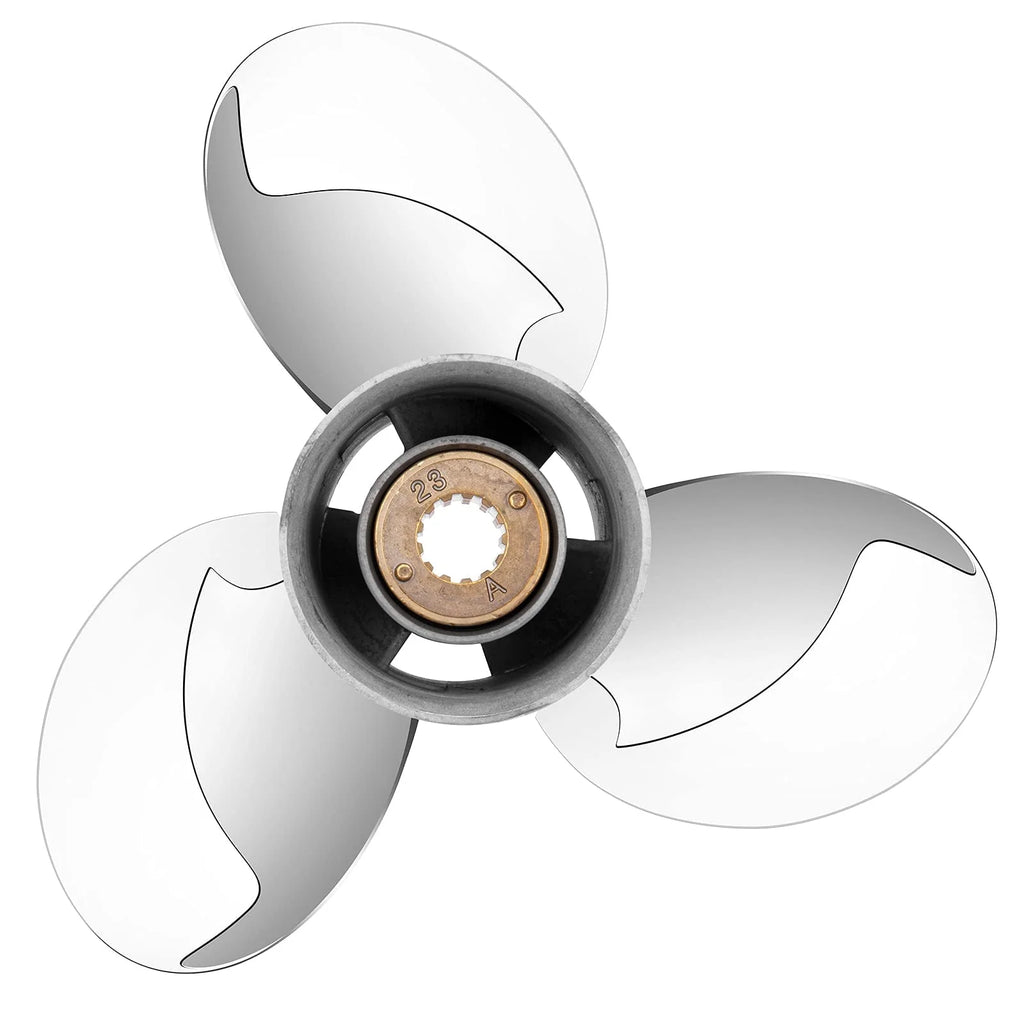 Qiclear OEM Upgrade 10 1/2 x 13  (13 Spline Tooth)  Upgrade Stainless Steel Outboard Motor Propeller Fit Mercury Engine 25-70 HP, Parts No.48-855858A46, RH