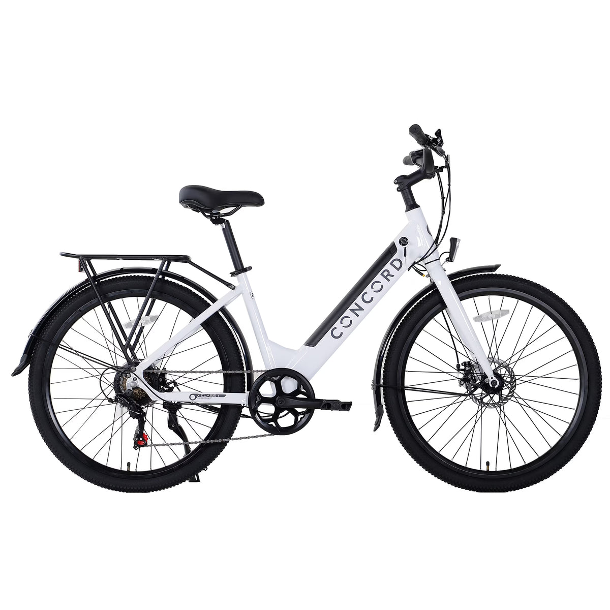 27.5" Concord Step-Thru Electric Commuter Bike, 36V, White, Fits Riders 5'1" - 6'1", Adult, Unisex