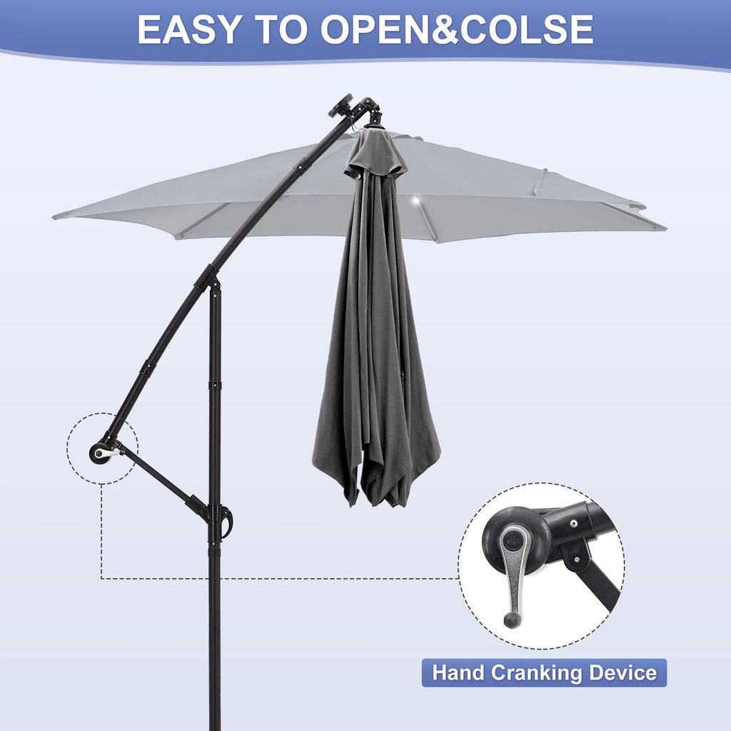Autlaycil 10 ft Cantilever Offset Outdoor Patio Umbrella with Base Stand Rotate and Tilt, Blue