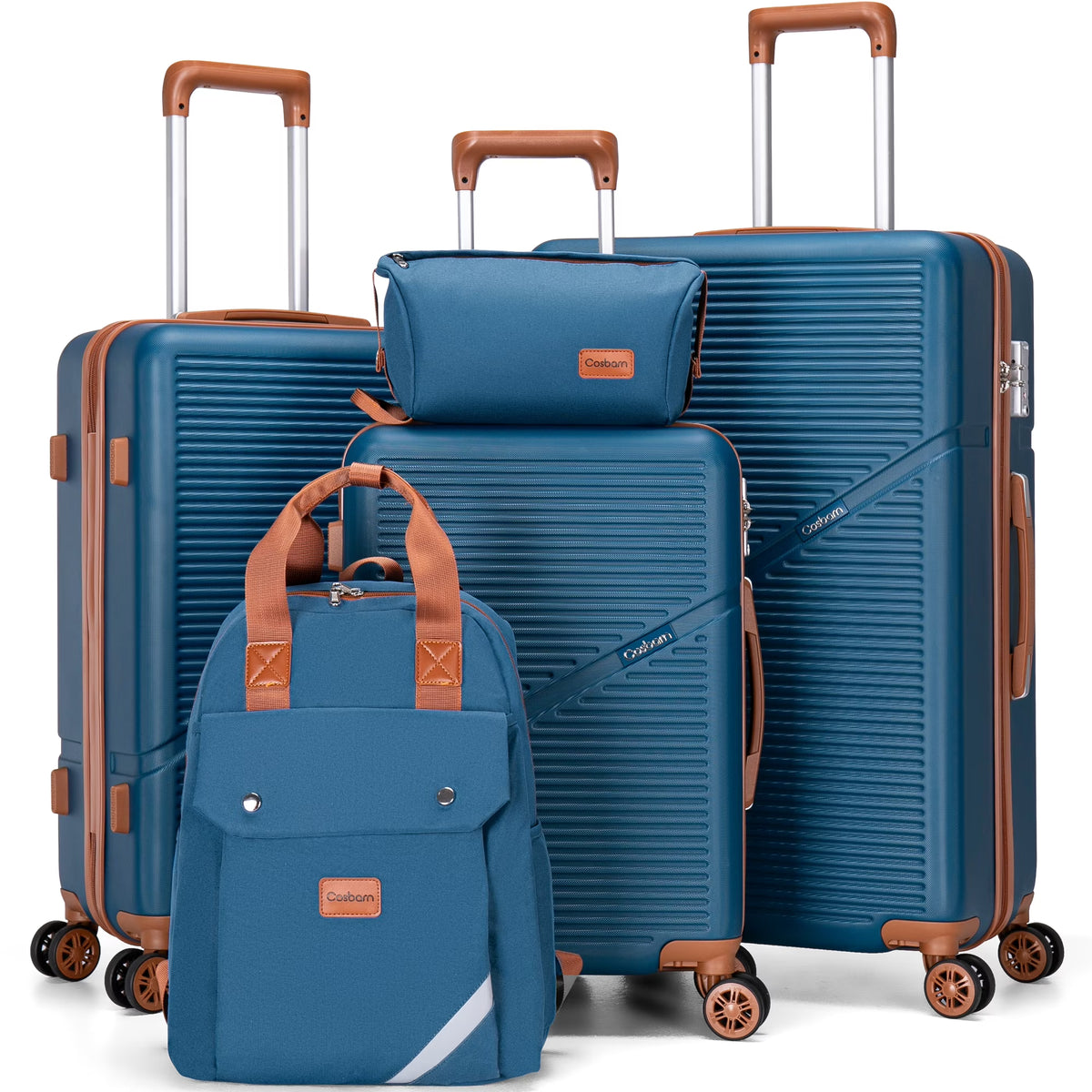 Cosbarn 5 Piece Luggage Sets ABS Hardshell Lightweight Suitcases Sets with TSA Lock Durable Spinner Wheels