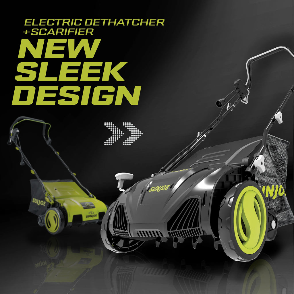Sun Joe 15" Electric Lawn Dethatcher + Scarifier, 13-Amp, Adjustable Height