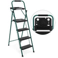 Costway 4 Step Ladder Folding Portable Anti-Slip Steel Step Stool 330lbs with Tool Platform