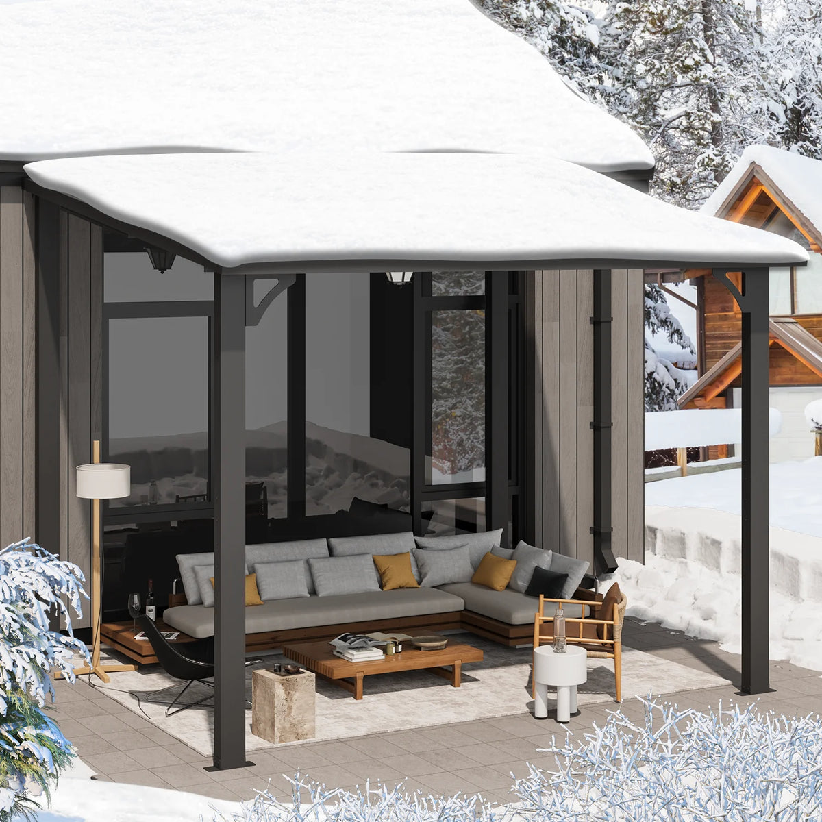 AECOJOY 10' x 12' Hardtop Gazebo, Heavy Duty Outdoor Gazebo with Galvanized Steel Sloping Roof, All Weatherproof Metal Gazebo Featuring Vertical Stripes for Patio, Backyard, and Lawns