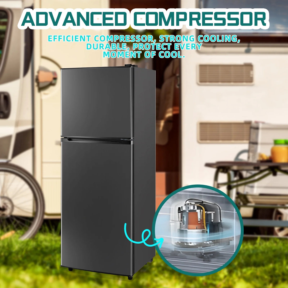 JIEJIA 5.0 Cu.Ft Apartment Size Refrigerators with Separate Freezer, 2 Door Refrigerator, Small Fridge with Freezer, Gray