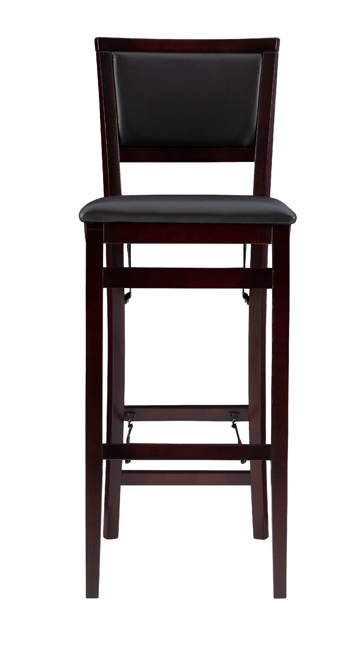 Linon Kristle Folding Padded Bar Stool, 30" Seat Height, Espresso Finish with Dark Brown PVC Fabric