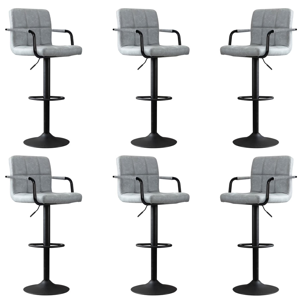 JONPONY Bar Stools Set of 2, Back and Armrest,Vintage Leather Modern Bar Chairs for Home and Kitchen Counter,Black,Low Back
