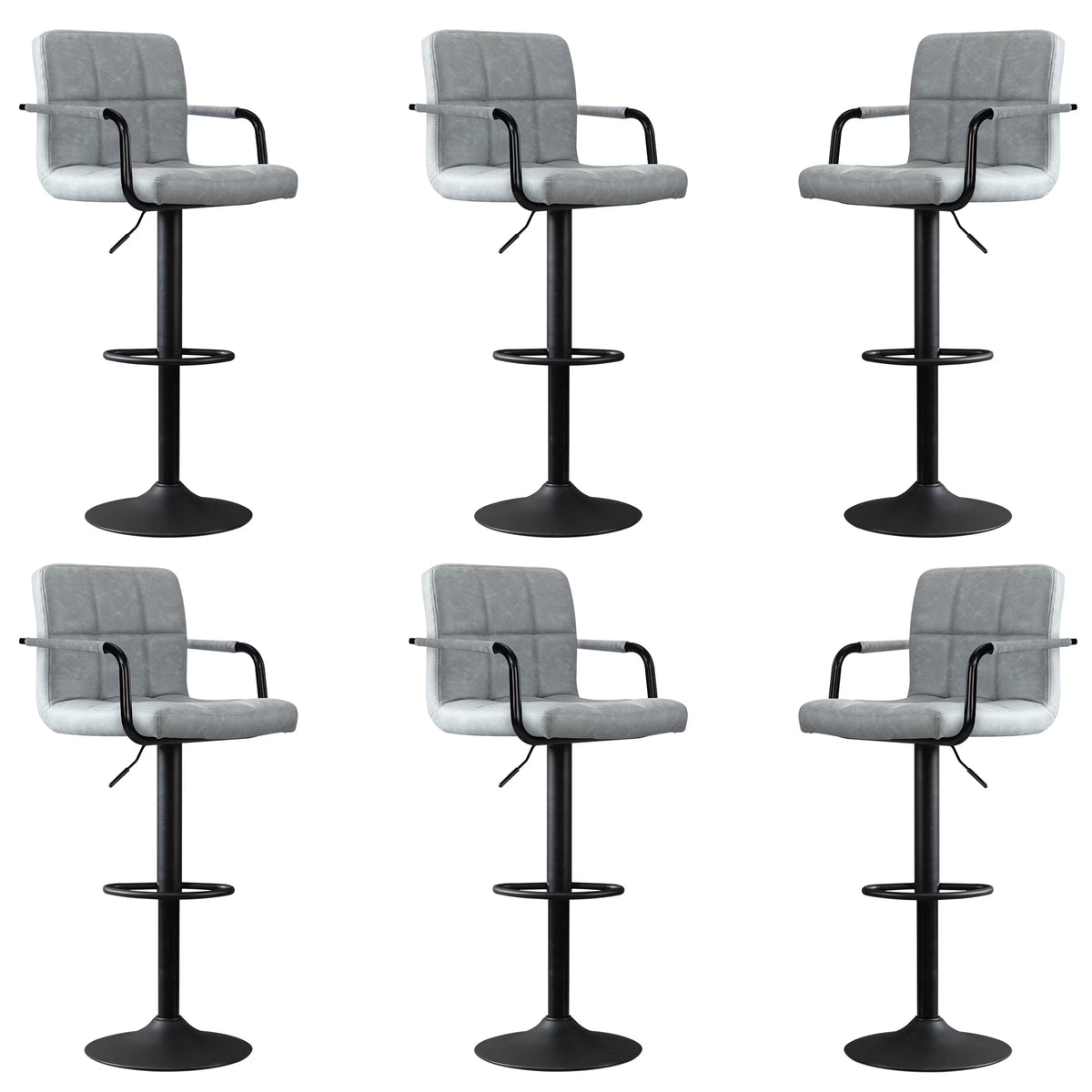 JONPONY Bar Stools Set of 2, Back and Armrest,Vintage Leather Modern Bar Chairs for Home and Kitchen Counter,Black,Low Back