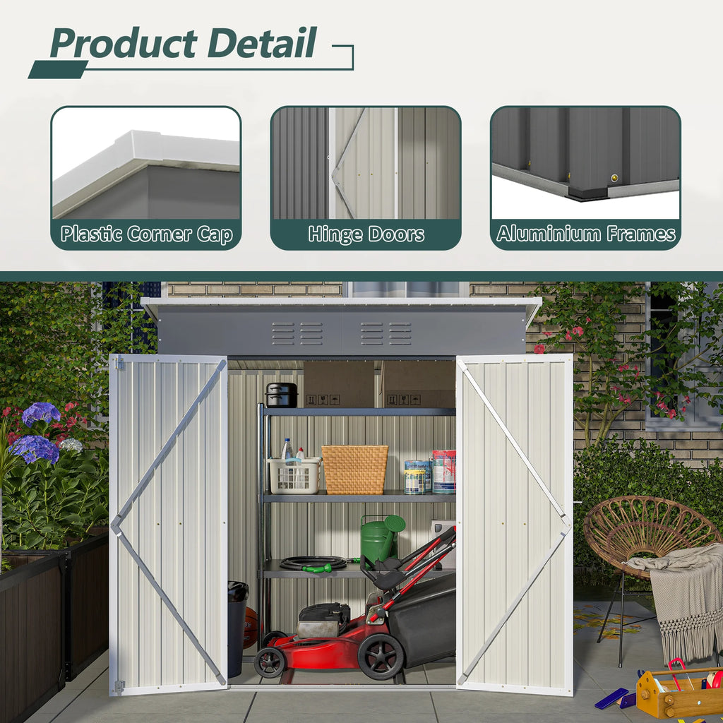 6 x 4 ft Outdoor Storage Shed with Floor Frame, Storage Sheds for Outside with Lockable Door, All Weather Garden Tool Shed with Air Vent for House Backyard Patio Lawn, Black