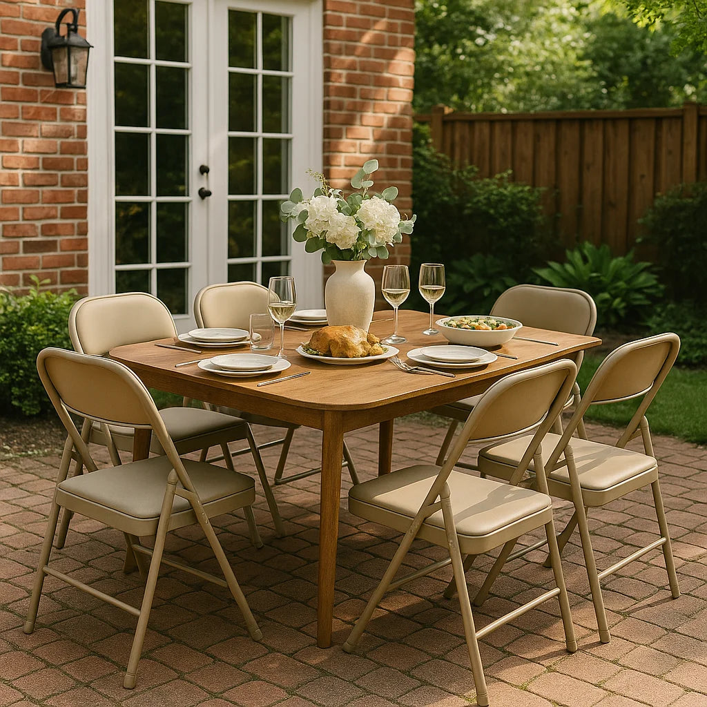 Vebreda Padded Metal Folding Chair, 6-Pack, Kahki