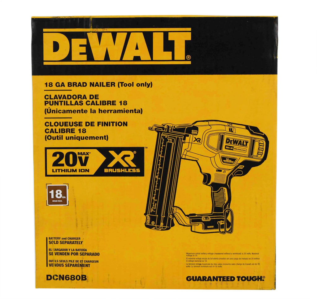 DEWALT DCN680B 20V MAX 18-Gauge Cordless Brad Nailer Brushless Motor, Tool-Free Adjustments (Bare Tool)