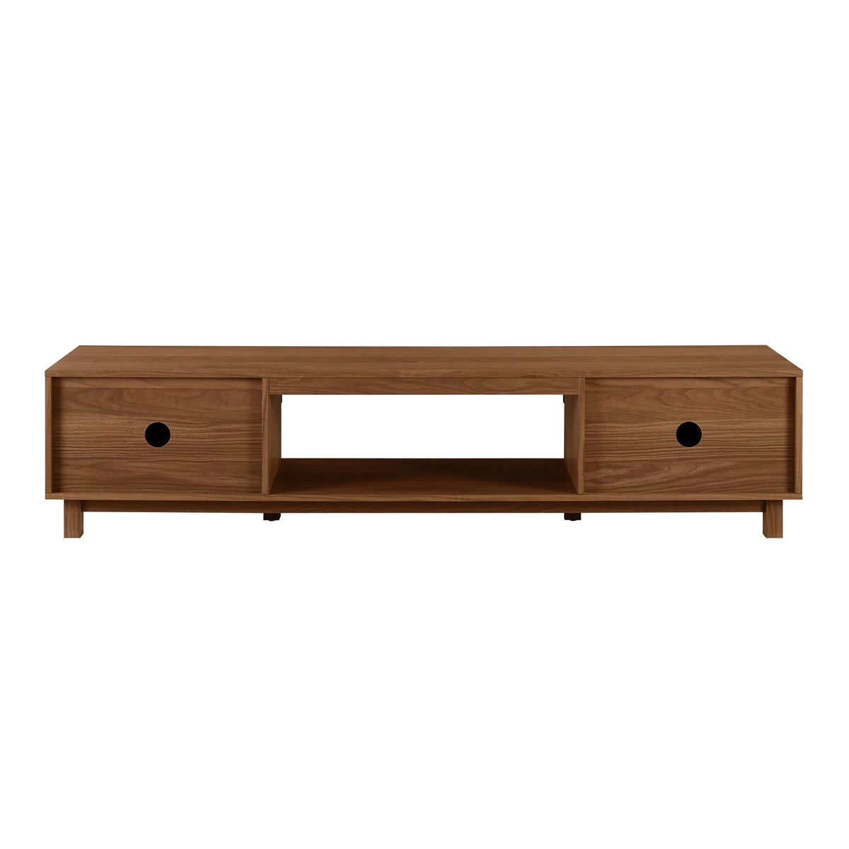 Walker Edison Mid-Century Modern Reeded 2-Door TV Stand for TVs up to 80, Coastal Oak