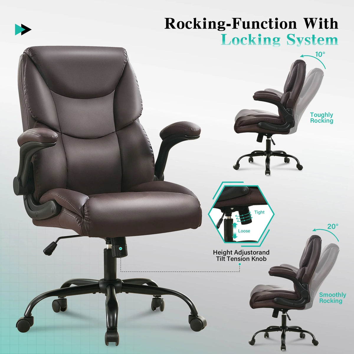 JONPONY Big and Tall Office Chair Wide Seat Ergonomic Computer Desk Chair High Back Executive Leather Chair Adjustable Task Chair Lumbar Back Support 8 Hours Heavy Duty Design,Black