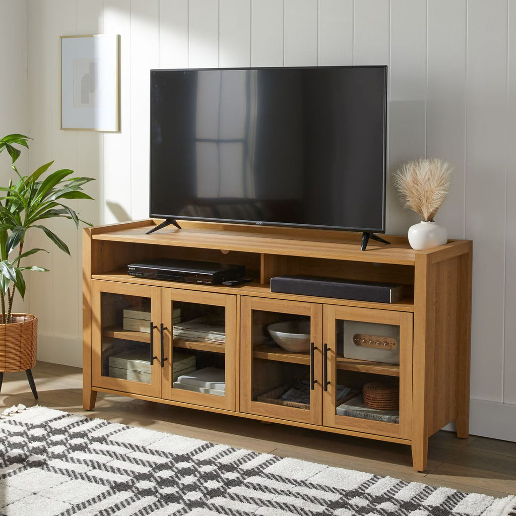Better Homes & Gardens Reading Refined Farmhouse TV Stand for TVs up to 65", Walnut Finish
