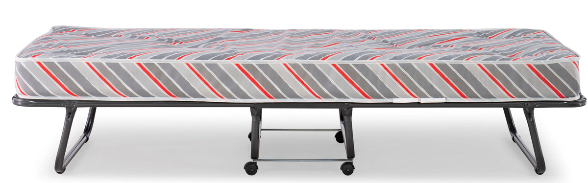 Linon Torino Folding Rollaway Guest Bed with 4" Innerspring Mattress, Cot