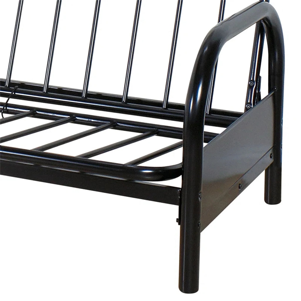 Aukfa 77" Futon Frame Metal Futon Full Size Sofa Bed, Space Save, Black