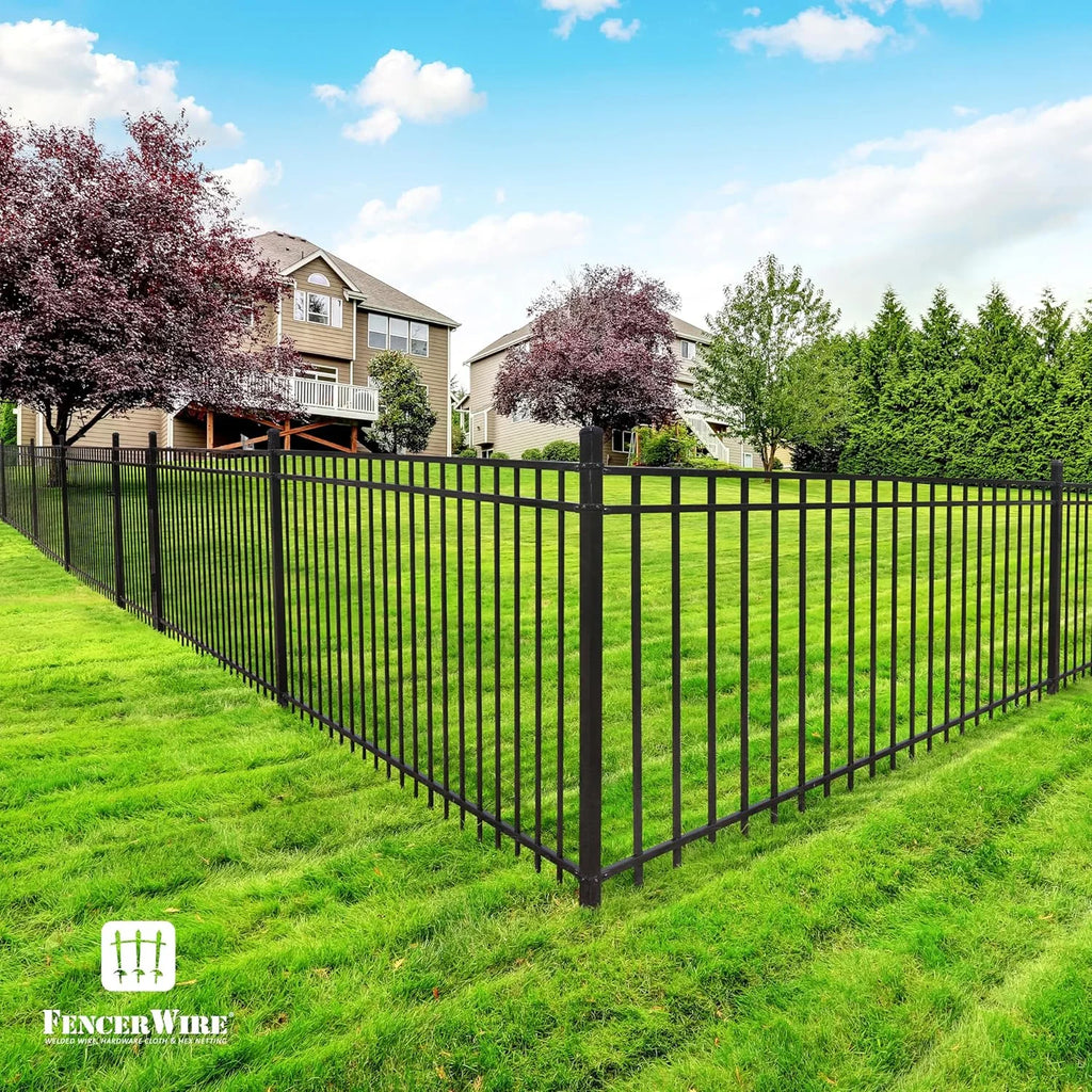 Fencer Wire Pack of 5 Heavy Duty Pinnacle Fence Barrier Panel, 5FT Height X 8FT Width Anti-Rust Metal Fencing Panel, 2 Diameter Steel Outdoor Decorative Garden Fence Panel for Yard, Pool, Patio