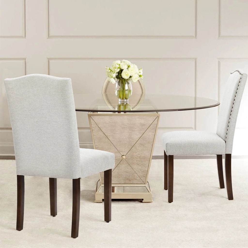 EDX Dining Chairs Set of 2, Parsons Chairs with Nailhead Trim and Wood Legs