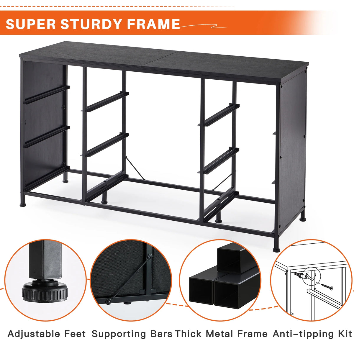 Wide Dresser TV Stand with 9 Drawers Dresser for Bedroom Chests of Drawers for Living Room, Black
