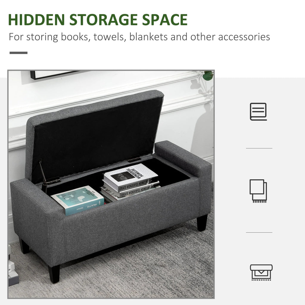 HOMCOM Linen Storage Ottoman Bench Storage Chest Tufted Ottoman Cube with Flipping Top