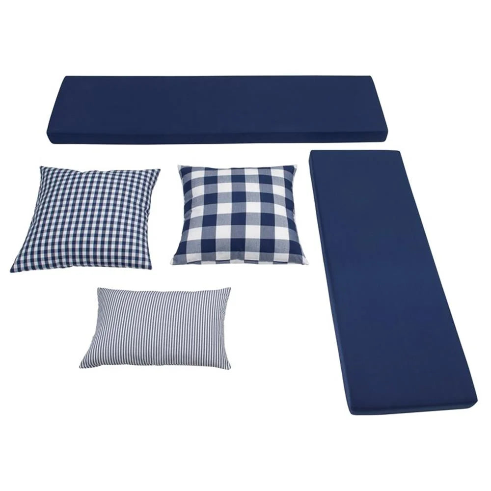 Pemberly Row Natural White Wood Nook With Green Polyester Fabric Cushions