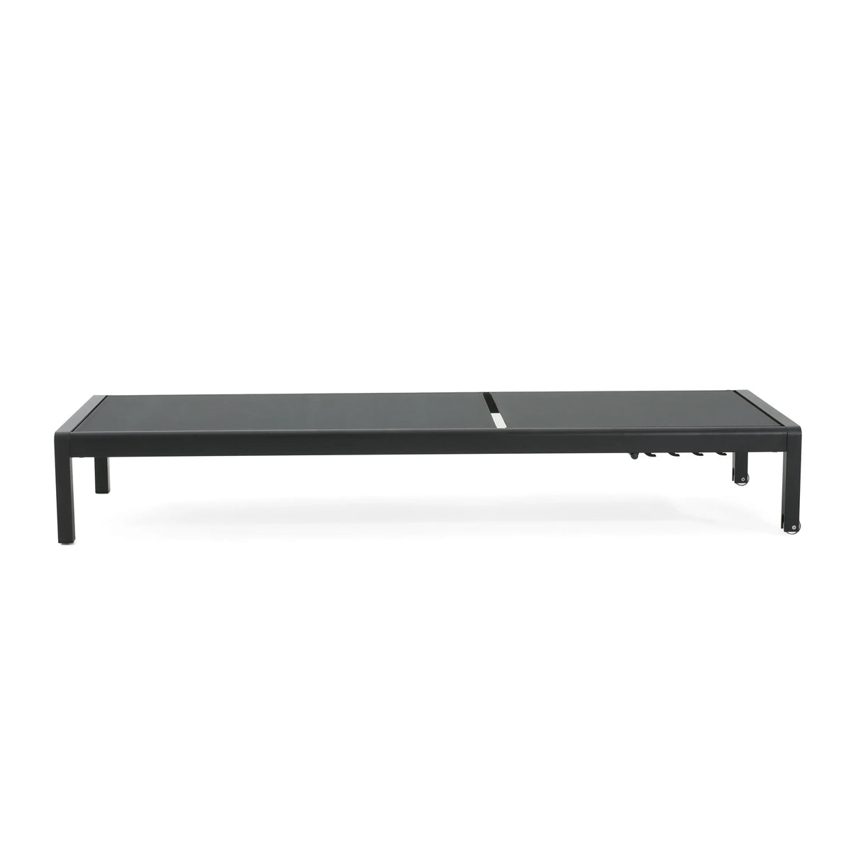 Outdoor Aluminum Mesh Chaise Lounges with Wheels and Adjustable Backrest, Black, Set of 2