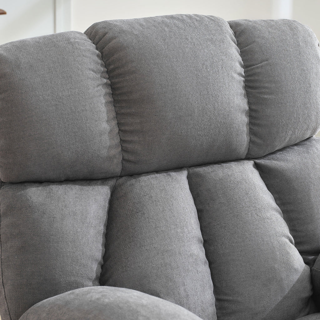 JONPONY Manual Recliner Chair with Heat Therapy and Massage Function, Heavy Duty Reclining Mechanism Massage Chair, Elderly Single Rocker Sofa with Cup Holders for Bedroom Home Theater,Grey