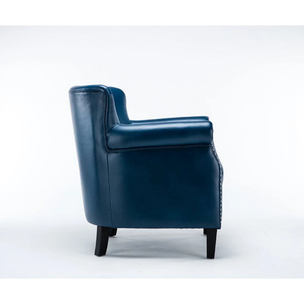 Comfort Pointe Holly Navy Blue Faux Leather Club Chair with Nail Head Trim