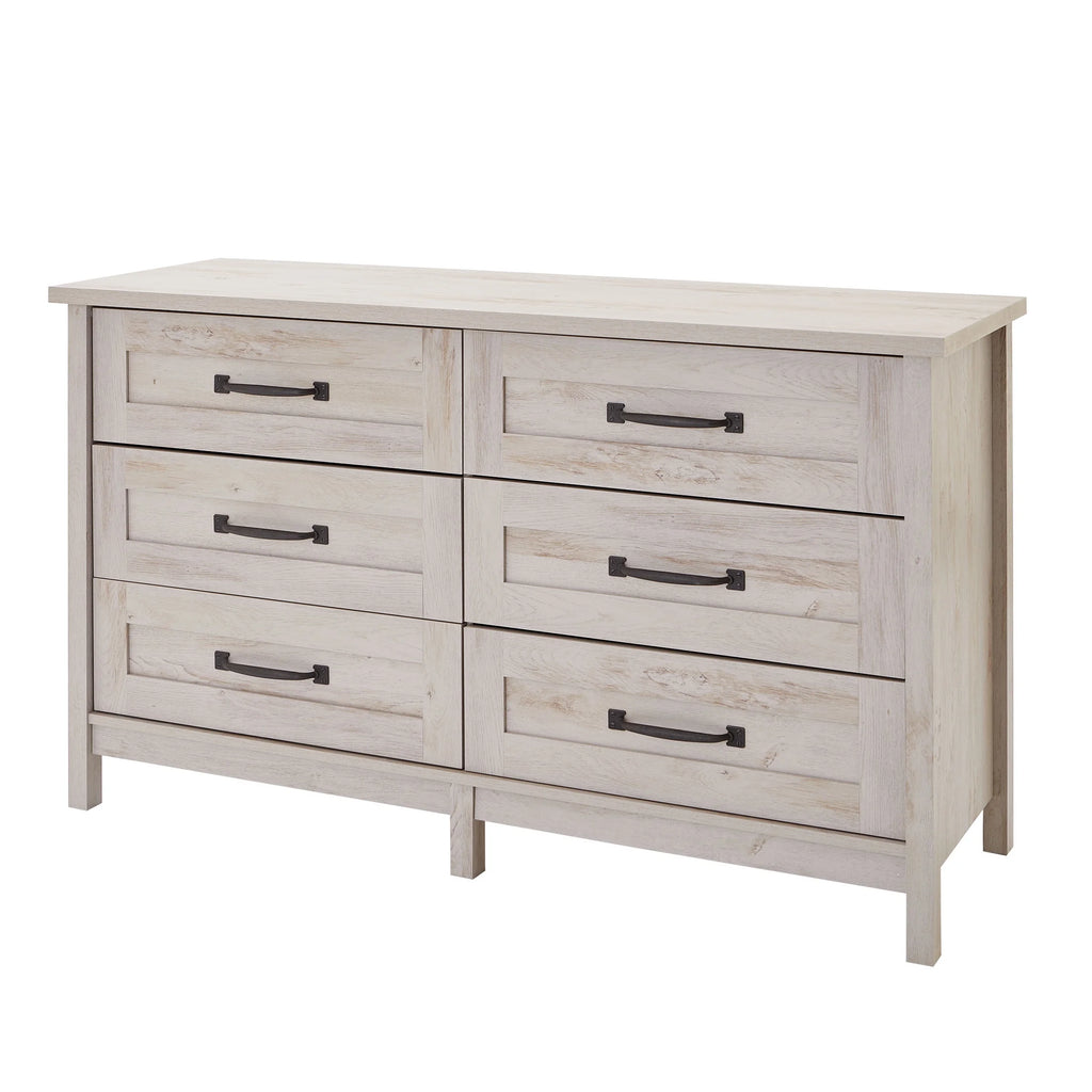 Better Homes & Gardens Modern Farmhouse 6-Drawer Dresser, Rustic White Finish