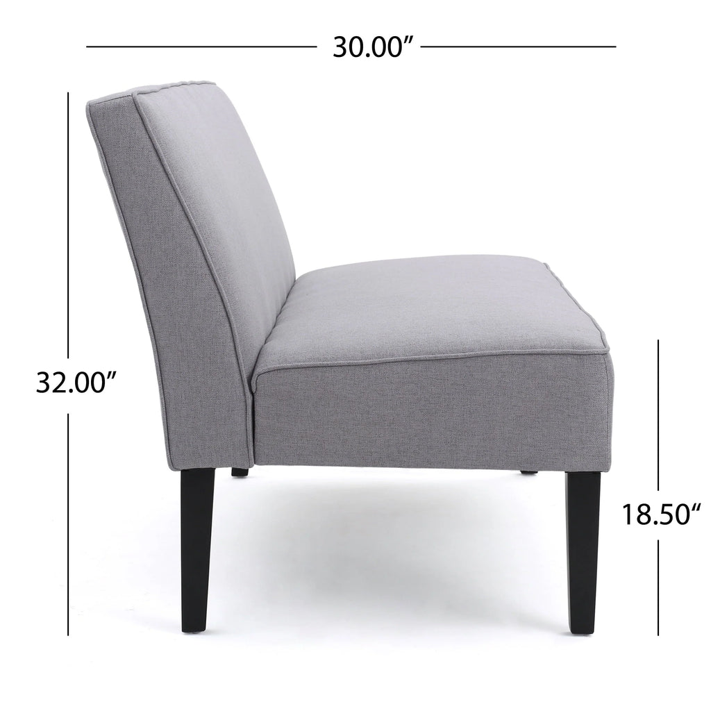 Noble House Desmond Fabric Love Seat,Light Gray