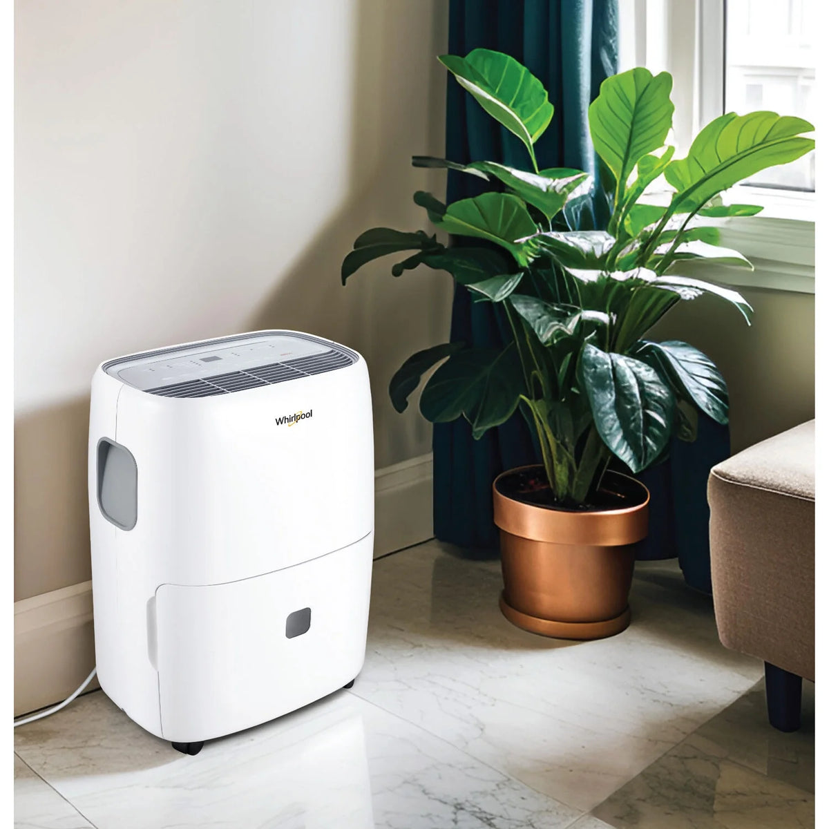 Whirlpool 30-Pint 3000 Sq ft Humidity Absorber Dehumidifier, Bedroom, Basement, Garage, WHAD301DW, New