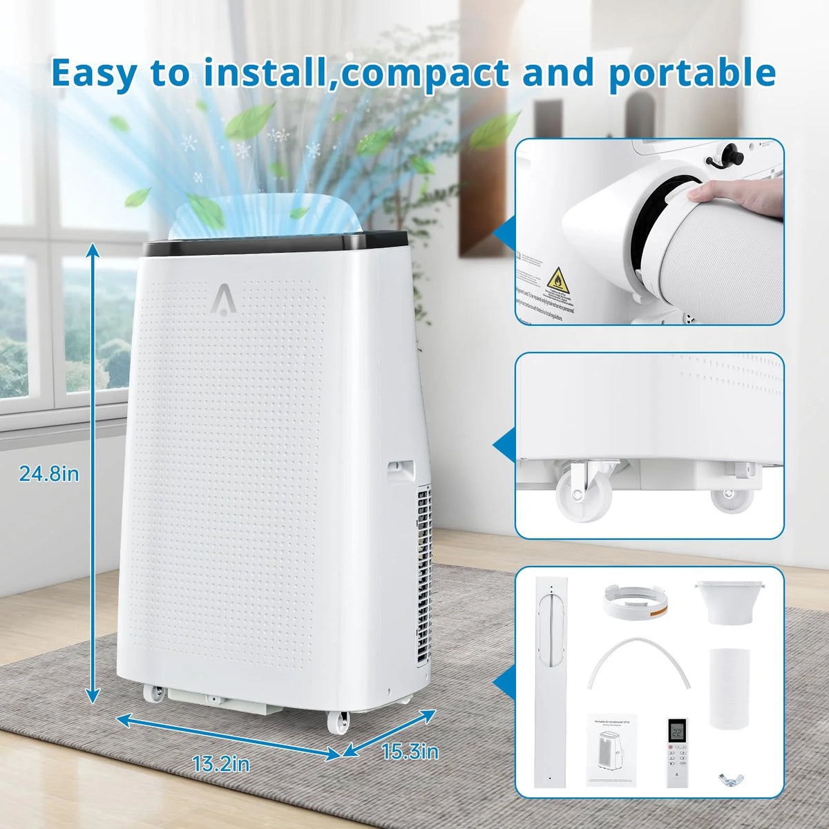 Danolapsi 14,000 BTU Portable Air Conditioners, 3-in-1 Free Standing Cooling AC Unit for Room up to 700 Sq. Ft, Compact AC Unit Air Cooler w/Fan & Dry Function, LED Display Air Conditioners with timer
