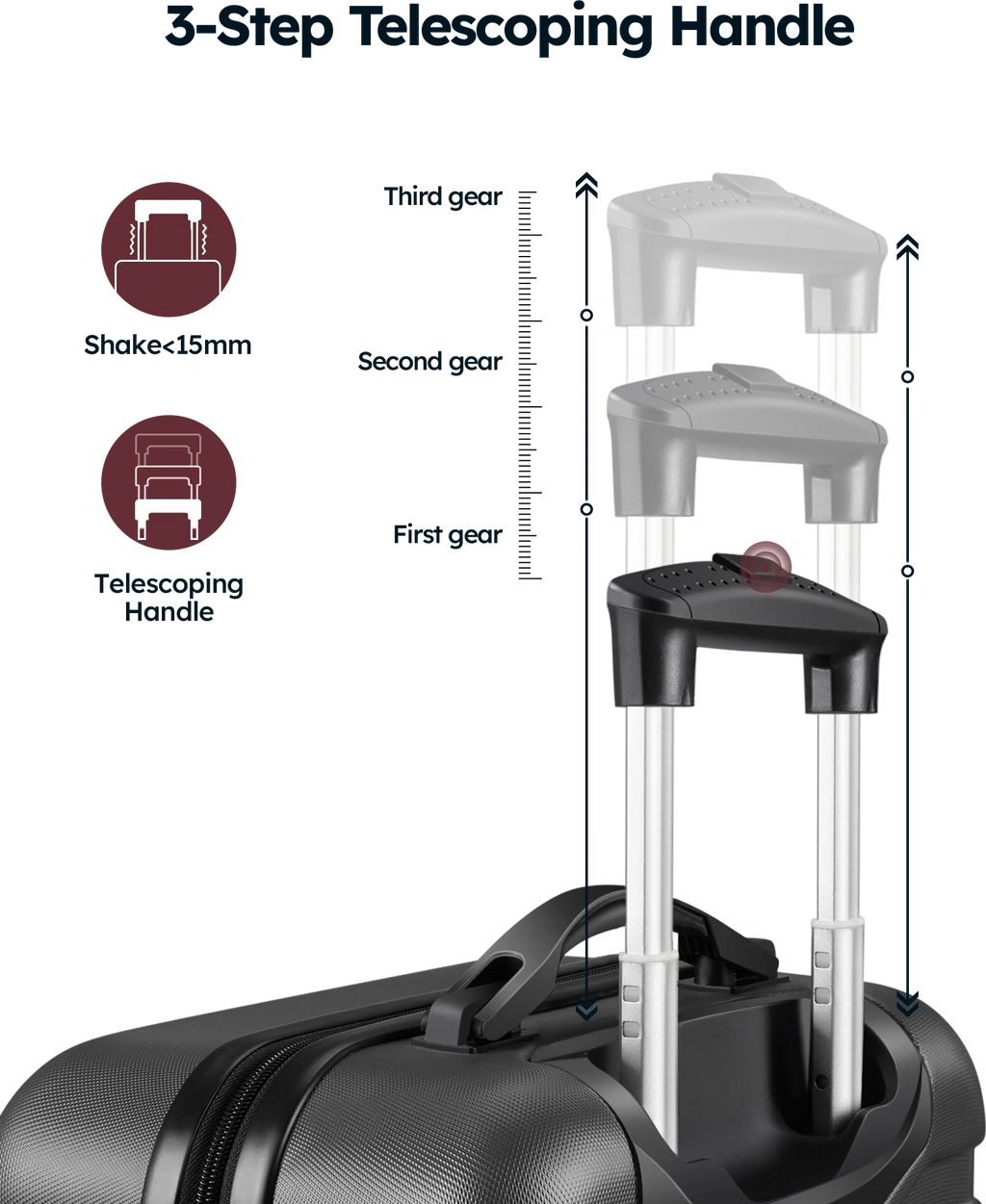 3 Piece Luggage Sets Hard Shell Suitcase Set with Spinner Wheels for Travel Trips Business 20" 24" 28", Rose Gold