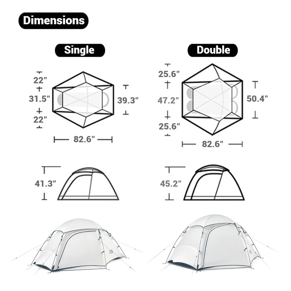 Naturehike, Hiking Tent, Large Space Outdoor Camping Tent, Lightweight Backpacking Tent with Vestibule, Waterproof Four Seasons Dome Tent, Stable Tri-Cross Support Structure, Strong Wind Resistance