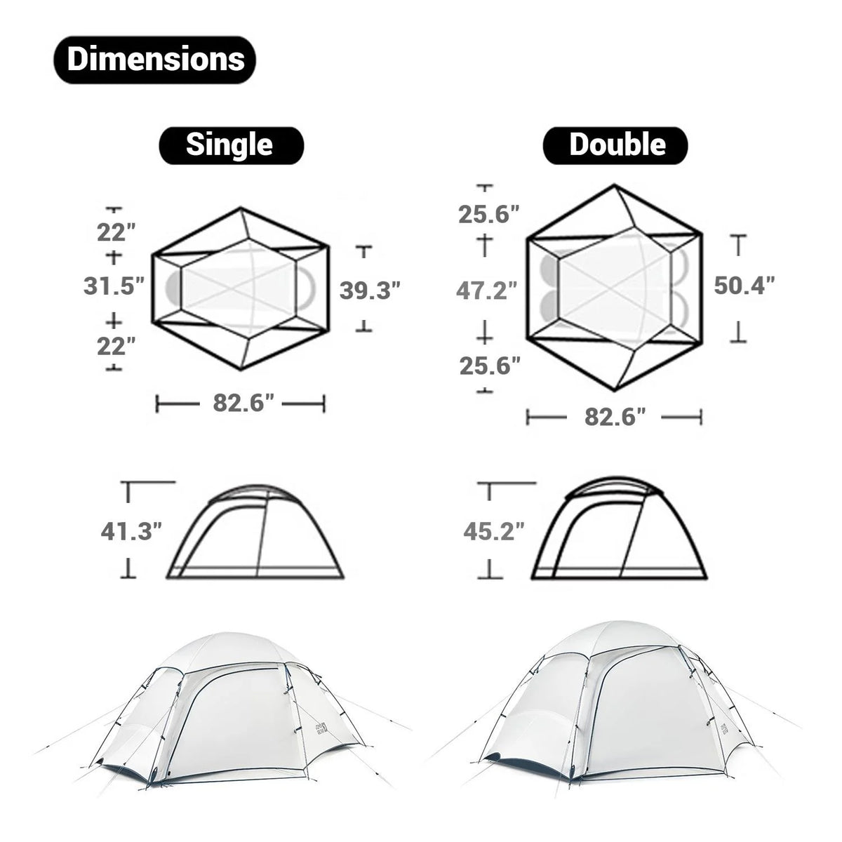 Naturehike, Hiking Tent, Large Space Outdoor Camping Tent, Lightweight Backpacking Tent with Vestibule, Waterproof Four Seasons Dome Tent, Stable Tri-Cross Support Structure, Strong Wind Resistance