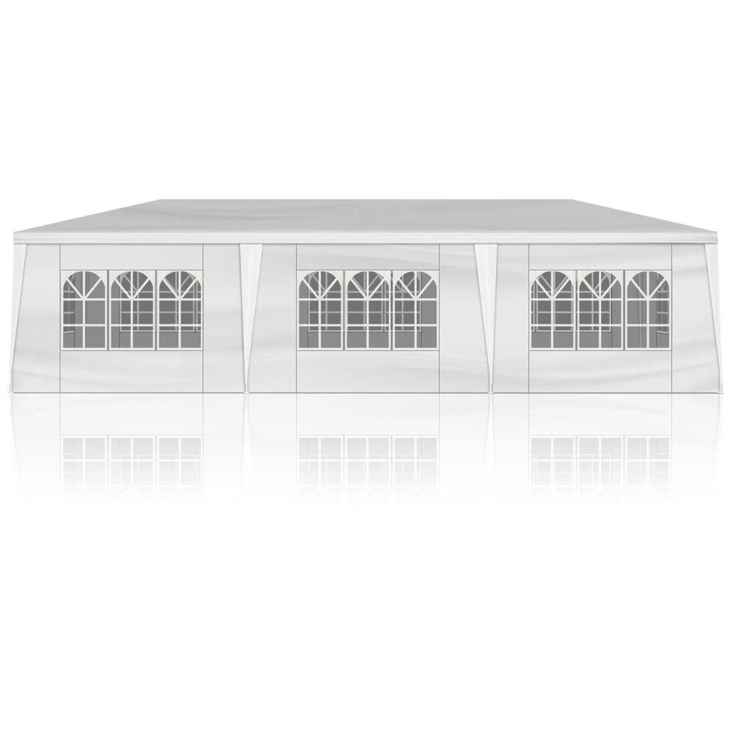 10'x30' Outdoor Party Tent with 8 Removable Sidewalls, Waterproof Canopy Patio Wedding Gazebo, White