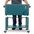 Permasteel 80-Qt Outdoor Steel Patio Cooler with Removable Basin, Rolling Cooler with Wheels, Teal Green