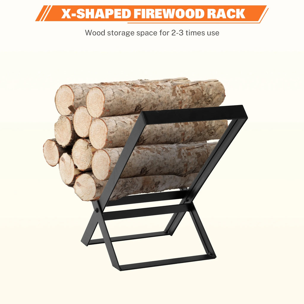 Fire Pits for Outside, 32" Wood Burning Fire Pit Tables with Firewood Rack, Screen Lid, Poker, BBQ Net, Food Clip and Cover, Backyard Patio Garden Outdoor Fire Pit BBQ Fire Pit, Black