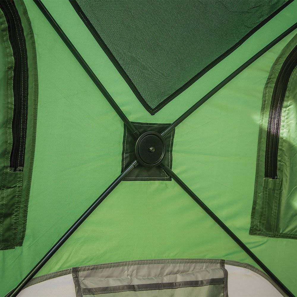 Gazelle Tents T4 8' Heavy Duty Pop Up Hub 4 Person Outdoor Camping Tent, Green