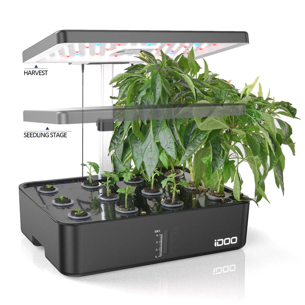 iDOO 12Pods Indoor Herb Garden Kit, Hydroponics Growing System with LED Grow Light