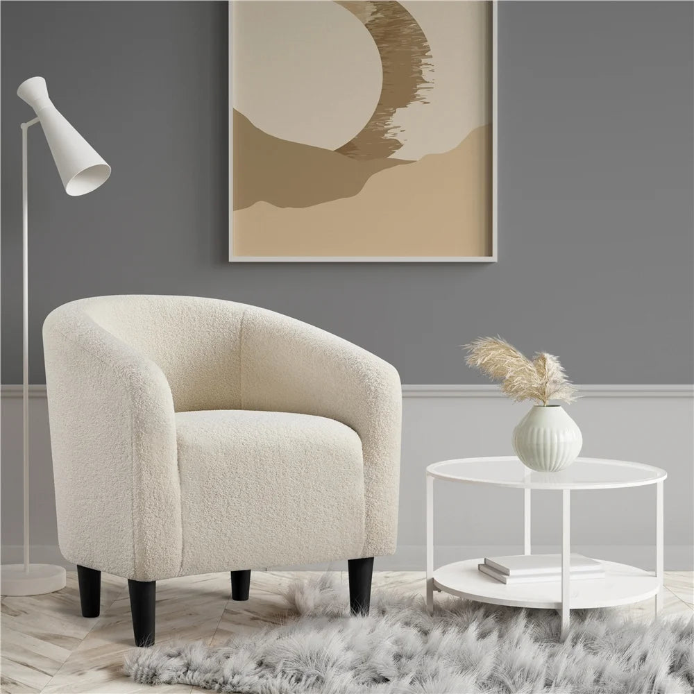 Alden Design Upholstered Barrel Accent Chair for Livingroom, Yellow Velvet