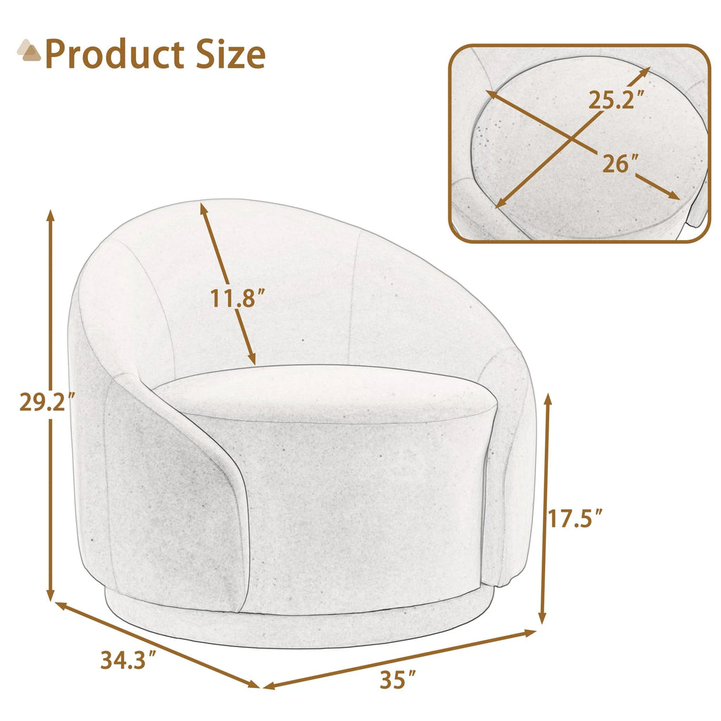 360 Swivel Accent Chair for Living Room, Boucle Barrel Armchair Single Sofa Chair Reading Chair, Sage Green