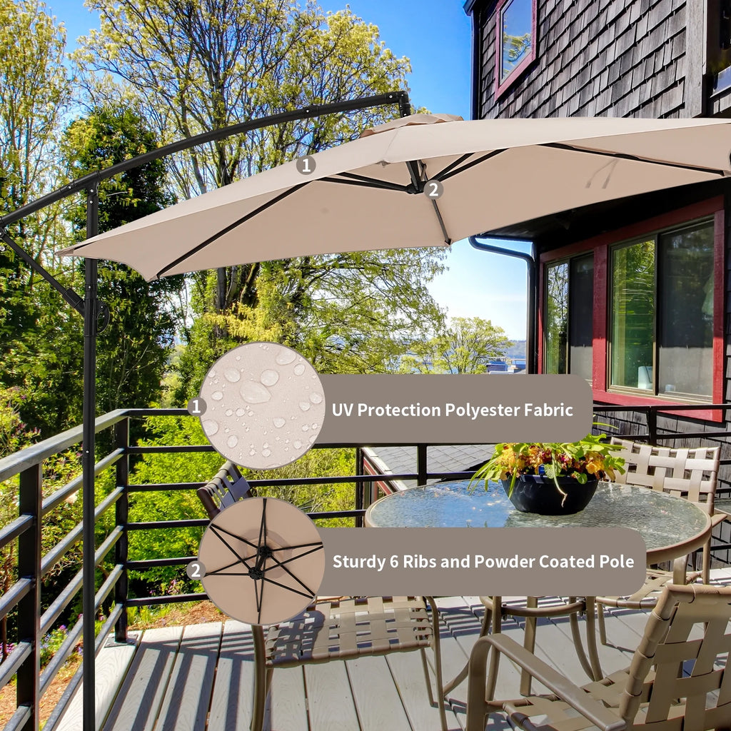 Autlaycil 10 ft Cantilever Offset Outdoor Patio Umbrella with Base Stand Rotate and Tilt, Blue