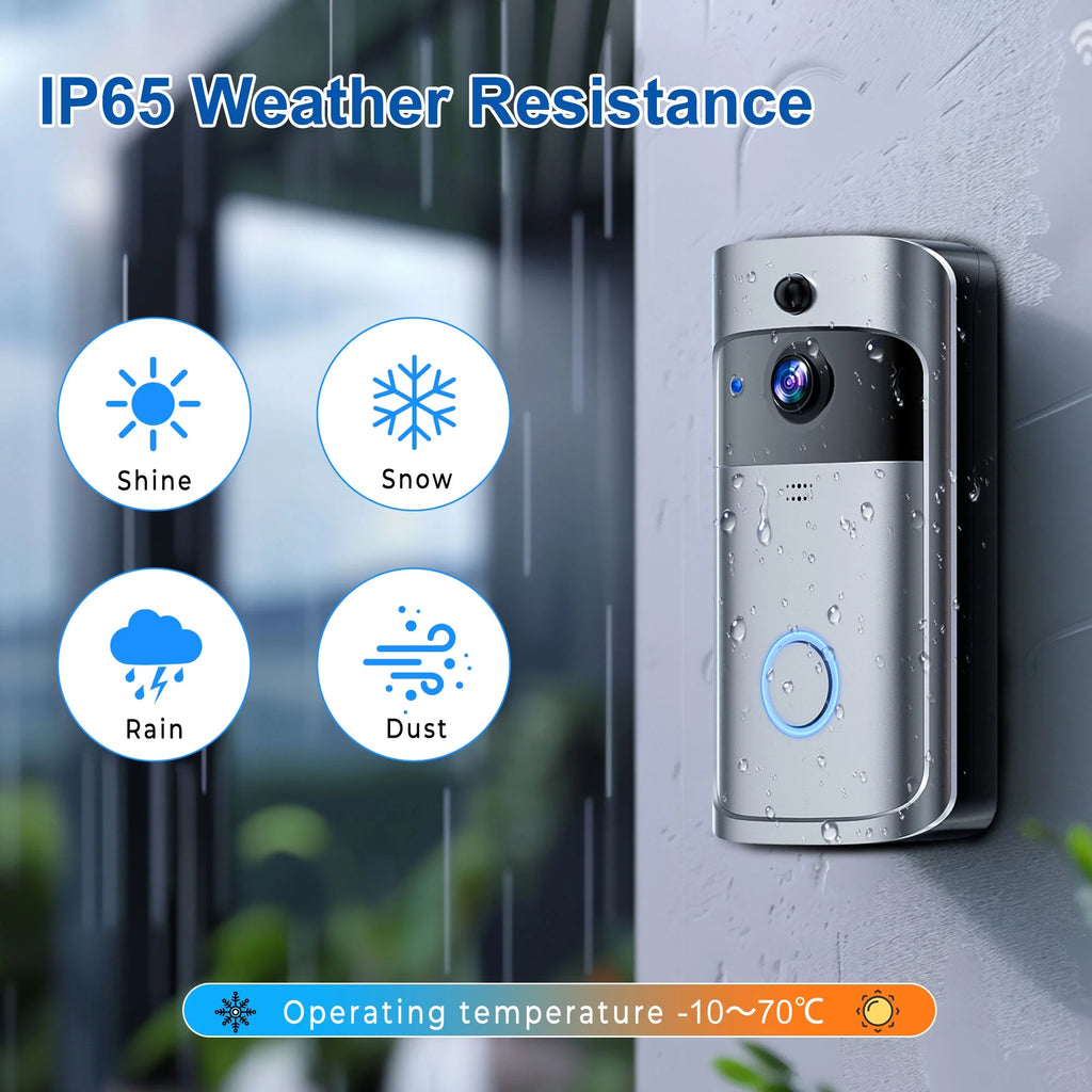 2PCS Ring & Video Doorbell with Camera Wireless WiFi Security Phone Bell 720PHD Video Doorbell Camera, Wireless Doorbell Camera with Chime