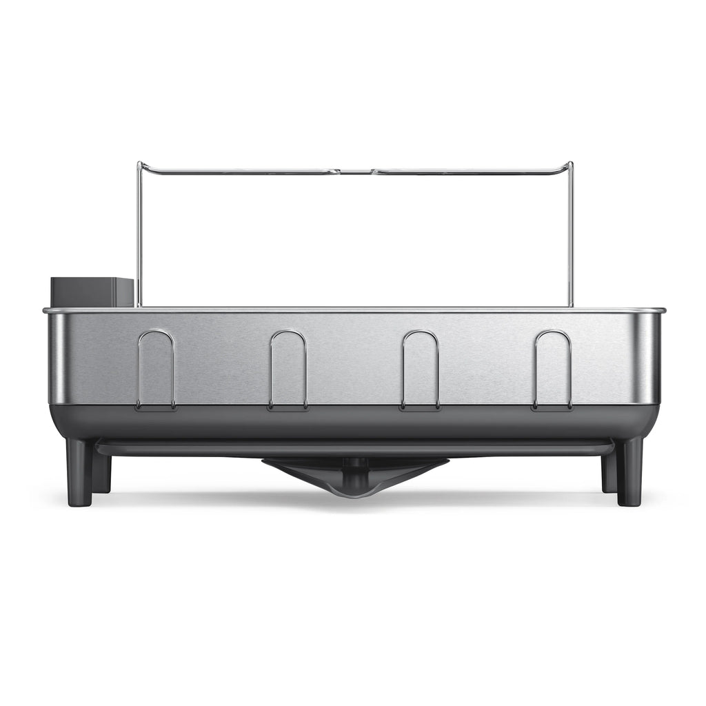 simplehuman Kitchen Dish Drying Rack, Fingerprint-Proof Stainless Steel Frame, Grey Plastic