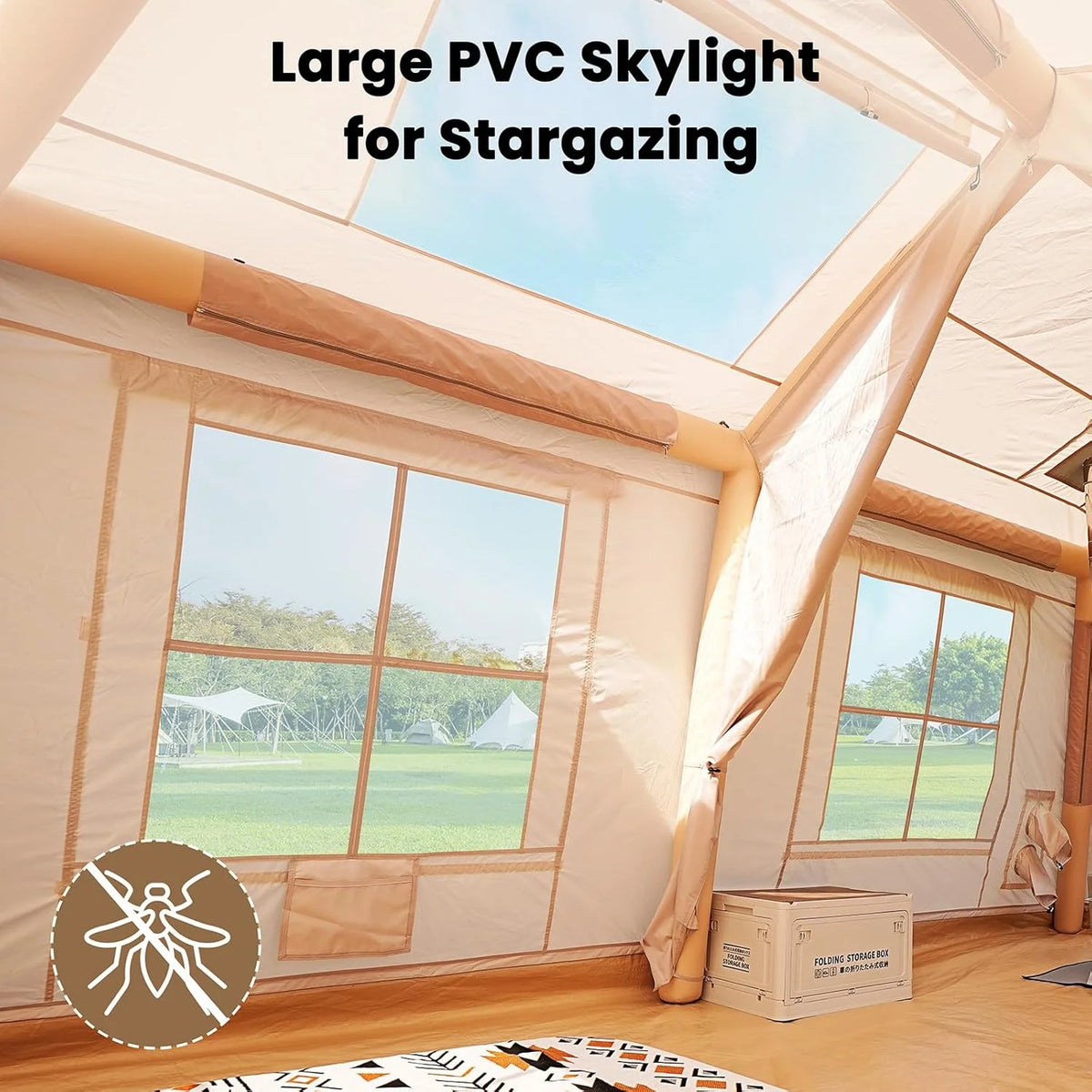 Inflatable Tents for Camping, Blow Up Tent with Canopy, Easy Setup Inflatable Camping Tent with Stove Jack, Waterproof Oxford Air Glamping Tents for Camping Adult 8-10 Person